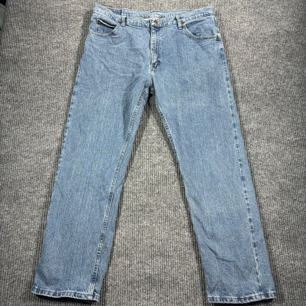 Wrangler Jeans Mens 38x30 Blue Premium Quality Straight Leg Denim Casual